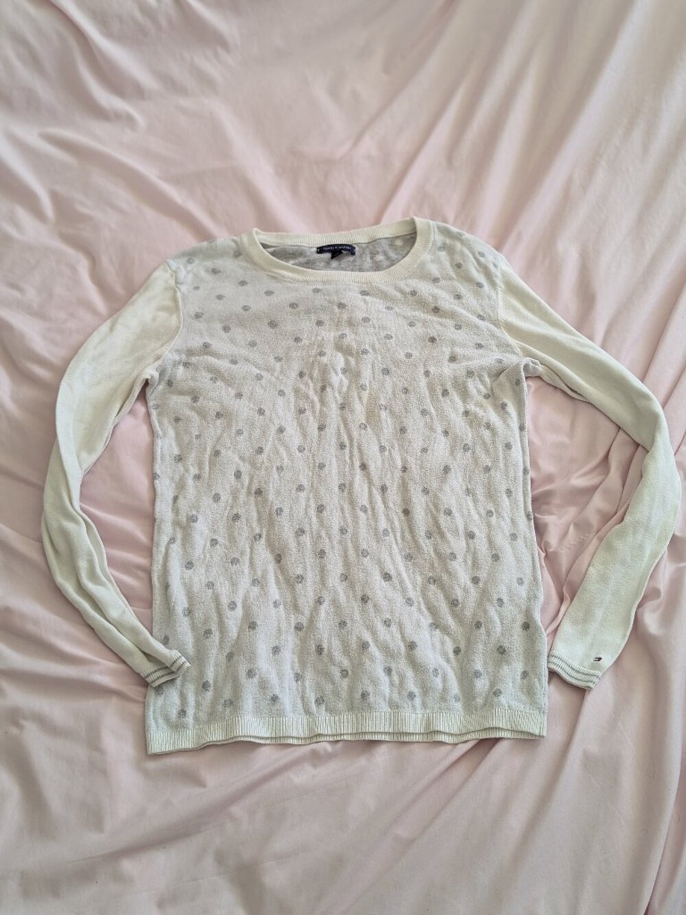 Tommy Hilfiger White Polka Dot Sweater Size M